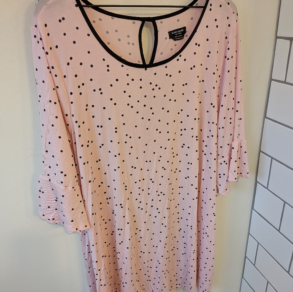 Kate Spade 2022 Women's Pink Black Polka Dot Modal Nightgown 3X - Picture 2 of 8
